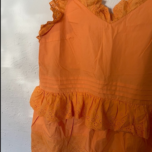 ANTHROPOLOGIE X MARE MARE Josephine Eyelet Ruffle Top In Orange - Picture 4 of 8